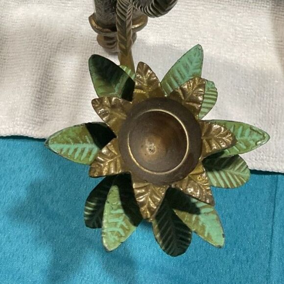 Late 20th Century Brass Palm Candle Sconce Set - Picture 6 of 7